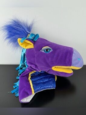 Manhattan Toy Rare Purple Pony Horse Hand Puppet 12” Dragon Plush Stuffed Animal